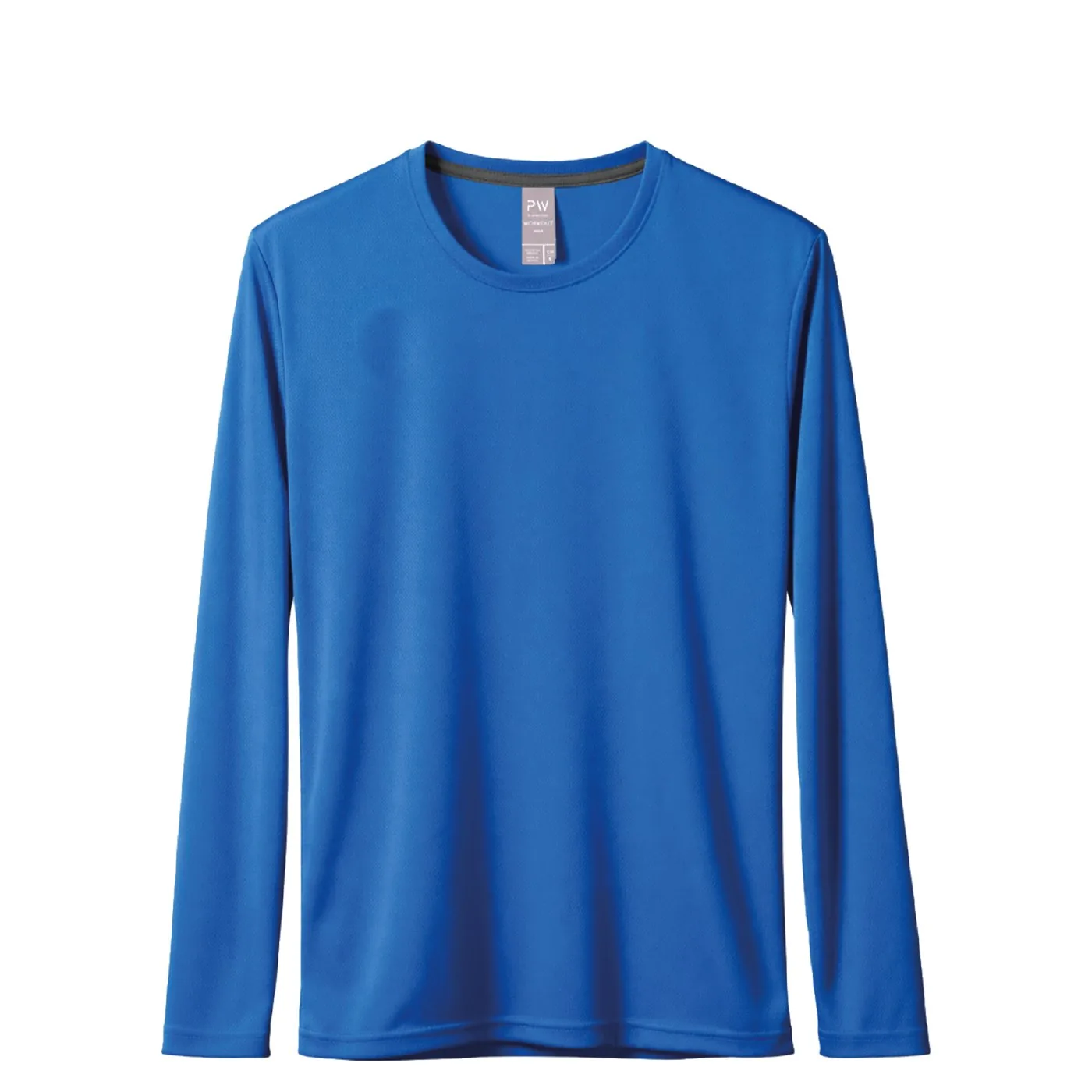 Playera deportiva manga larga lisa en color Azul eléctrico
